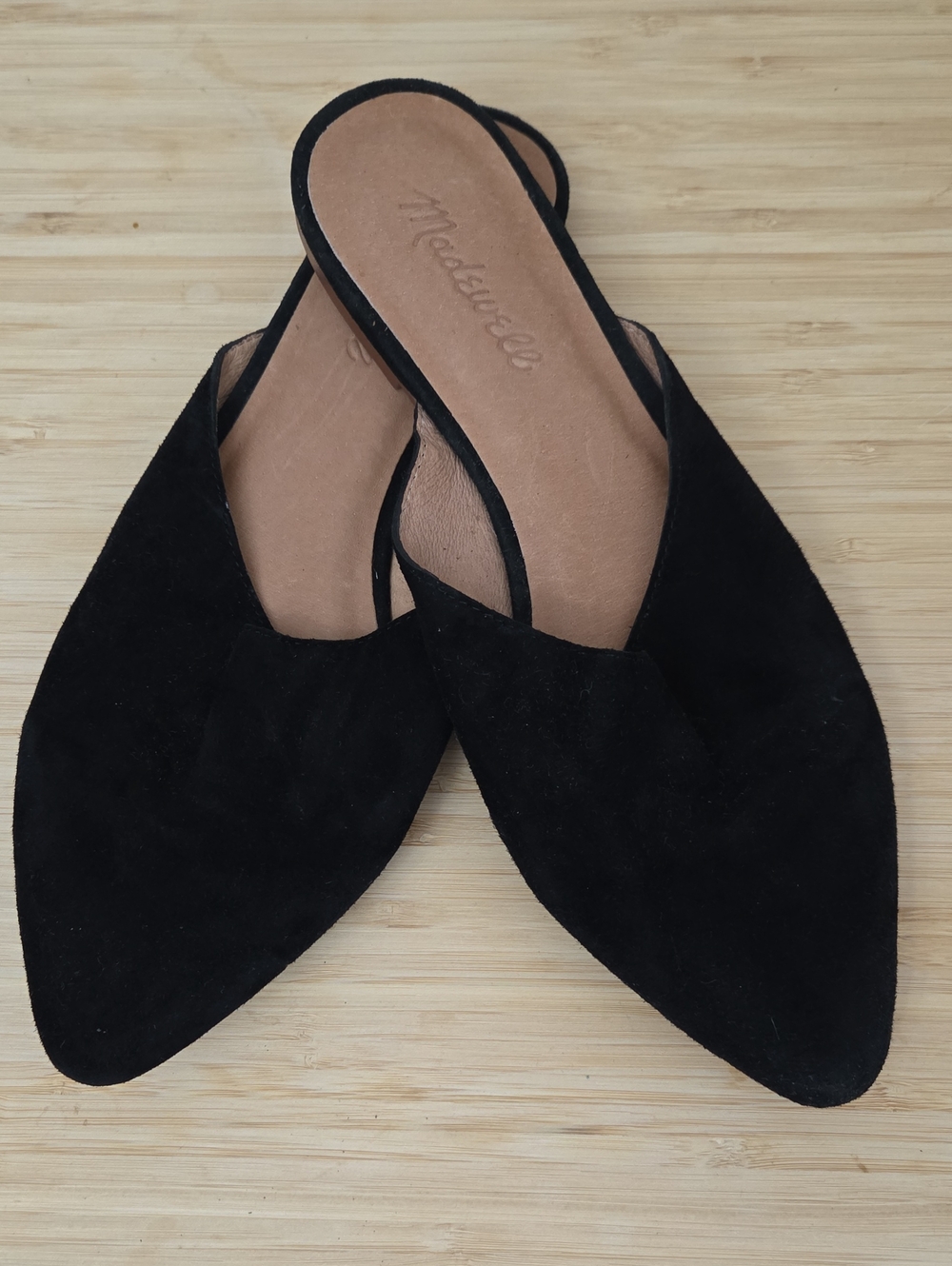 Madewell Black Pointed-Toe Suede Remi Mules